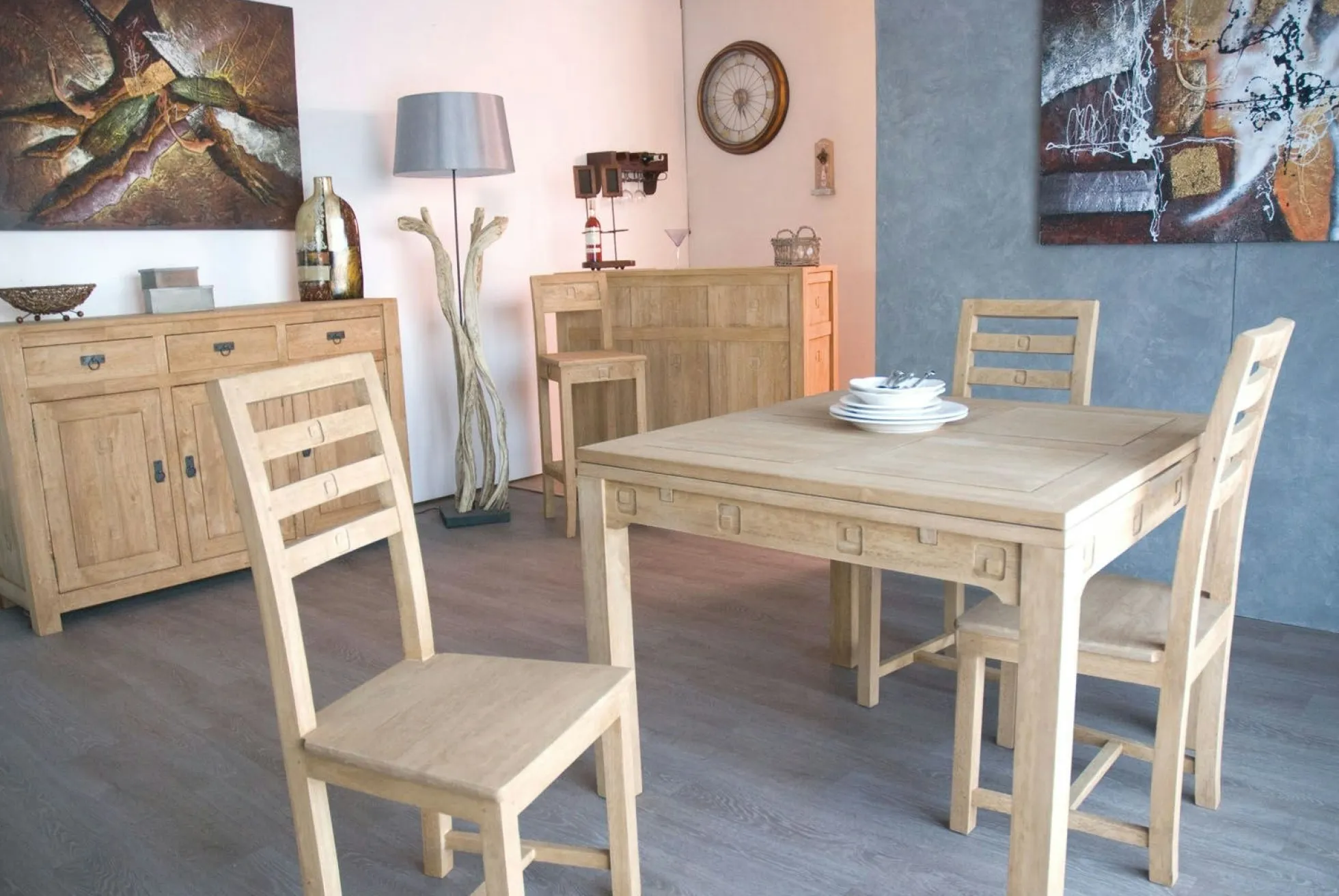 Table repas extensible hévéa 150/230cm TESSA