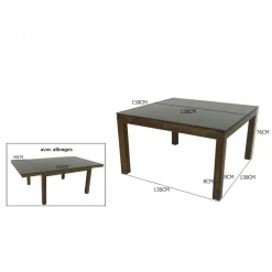 Table repas extensible hévéa 130/210cm HELENA