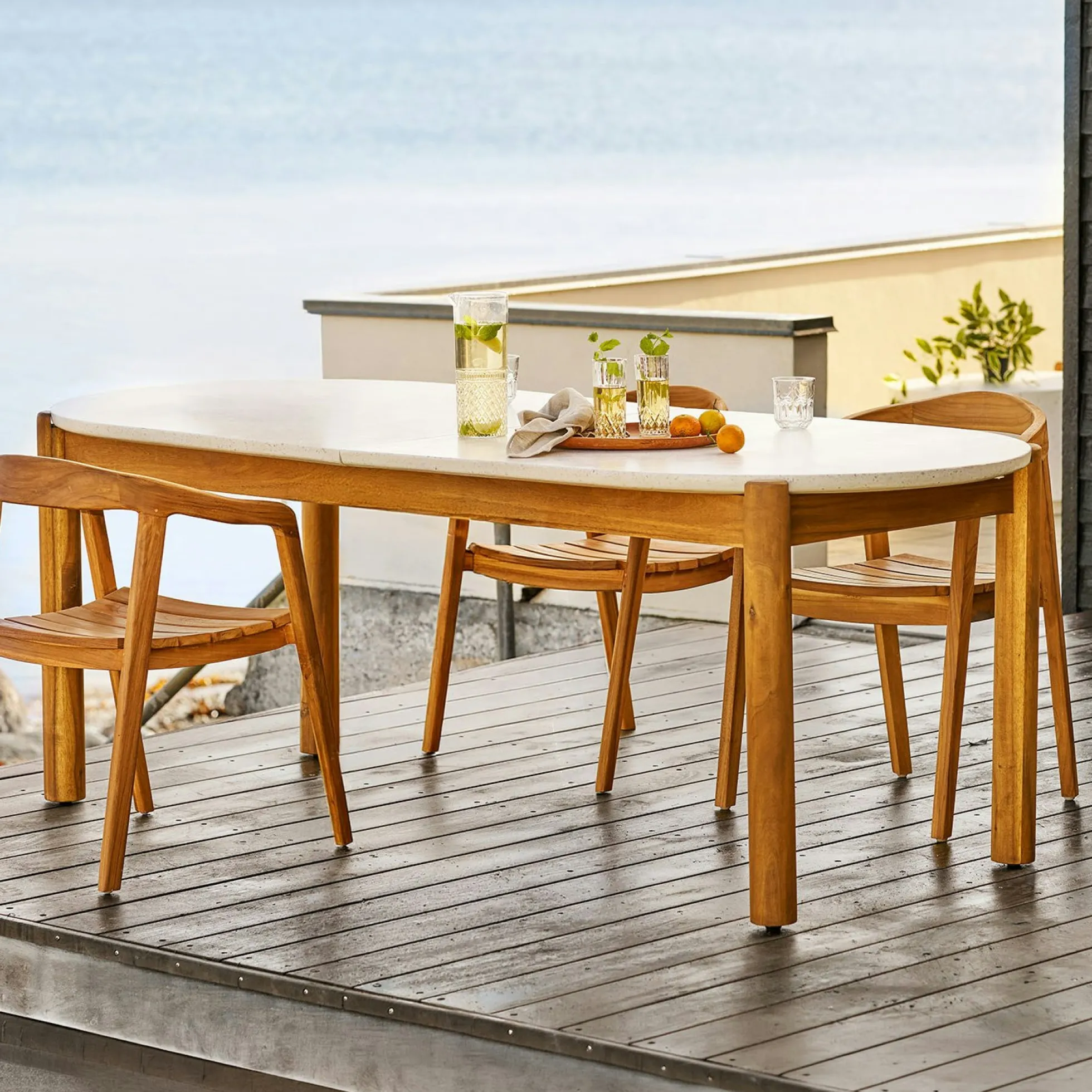 Table repas ovale terrazzo blanche 210 cm BALI