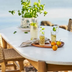 Table repas ovale terrazzo blanche 210 cm BALI