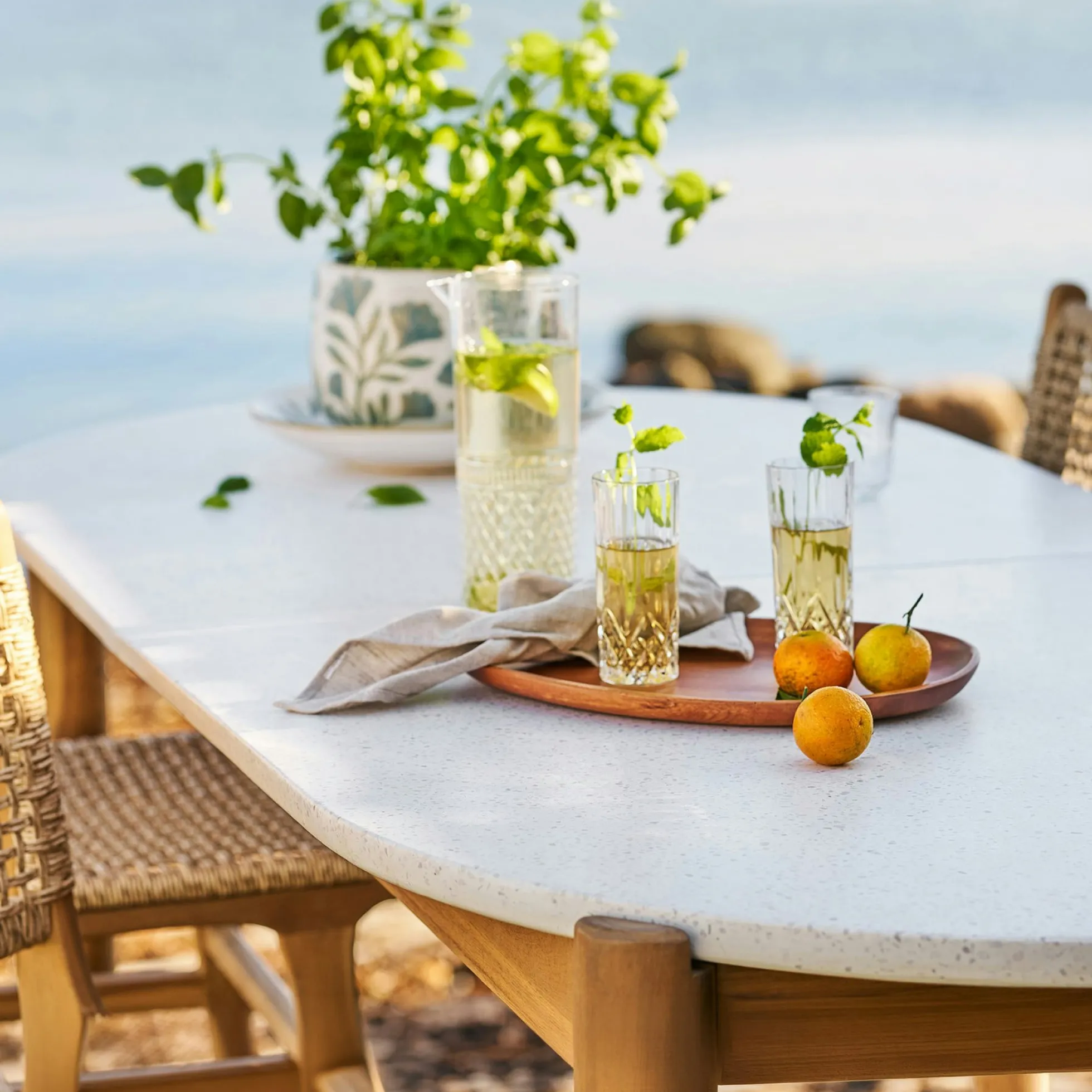 Table repas ovale terrazzo blanche 210 cm BALI