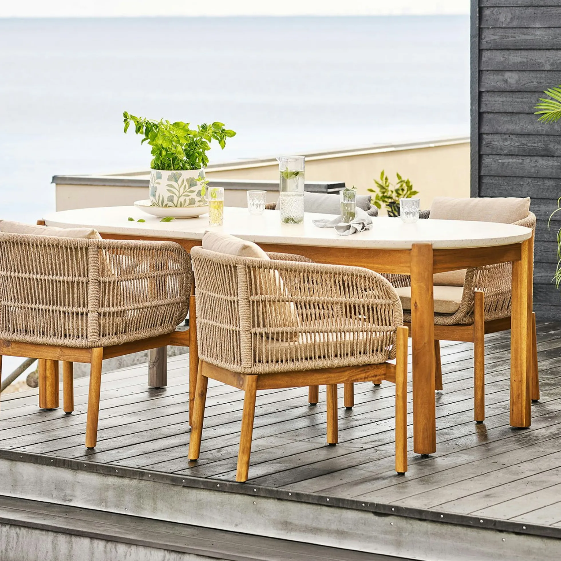 Table repas ovale terrazzo blanche 210 cm BALI