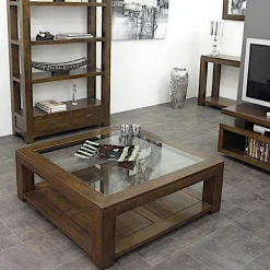 Table repas ronde D100cm hévéa + 4 tabourets MAORI