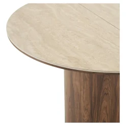 Table repas ronde extensible en céramique aspect travertin 120/160/200 PRATO