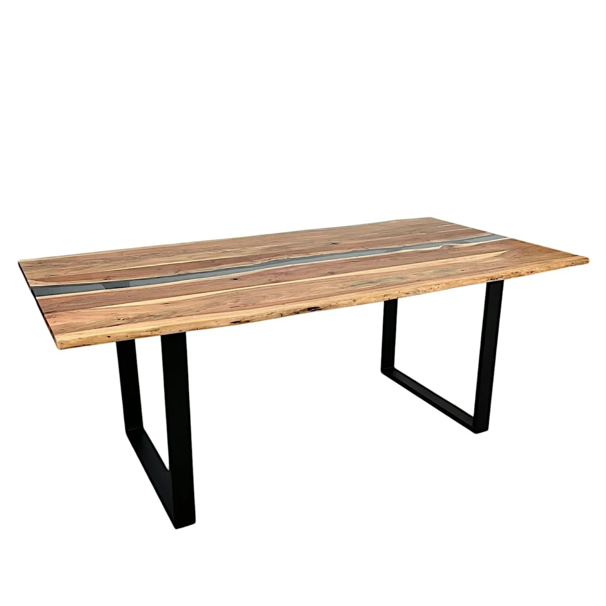 Table rivière epoxy noir et bois d'acacia 200 cm BORA