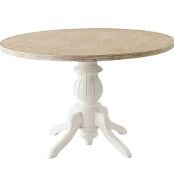 Table ronde blanche - bois effet usé ⌀120 cm TENA