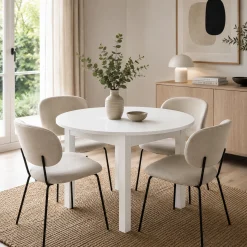 Table ronde blanche extensible Ø100-140 cm ALVA