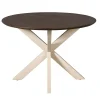 Table ronde bois brun pied blanc Ø110 cm CORTINA