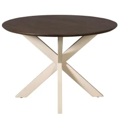 Table ronde bois brun pied blanc Ø110 cm CORTINA
