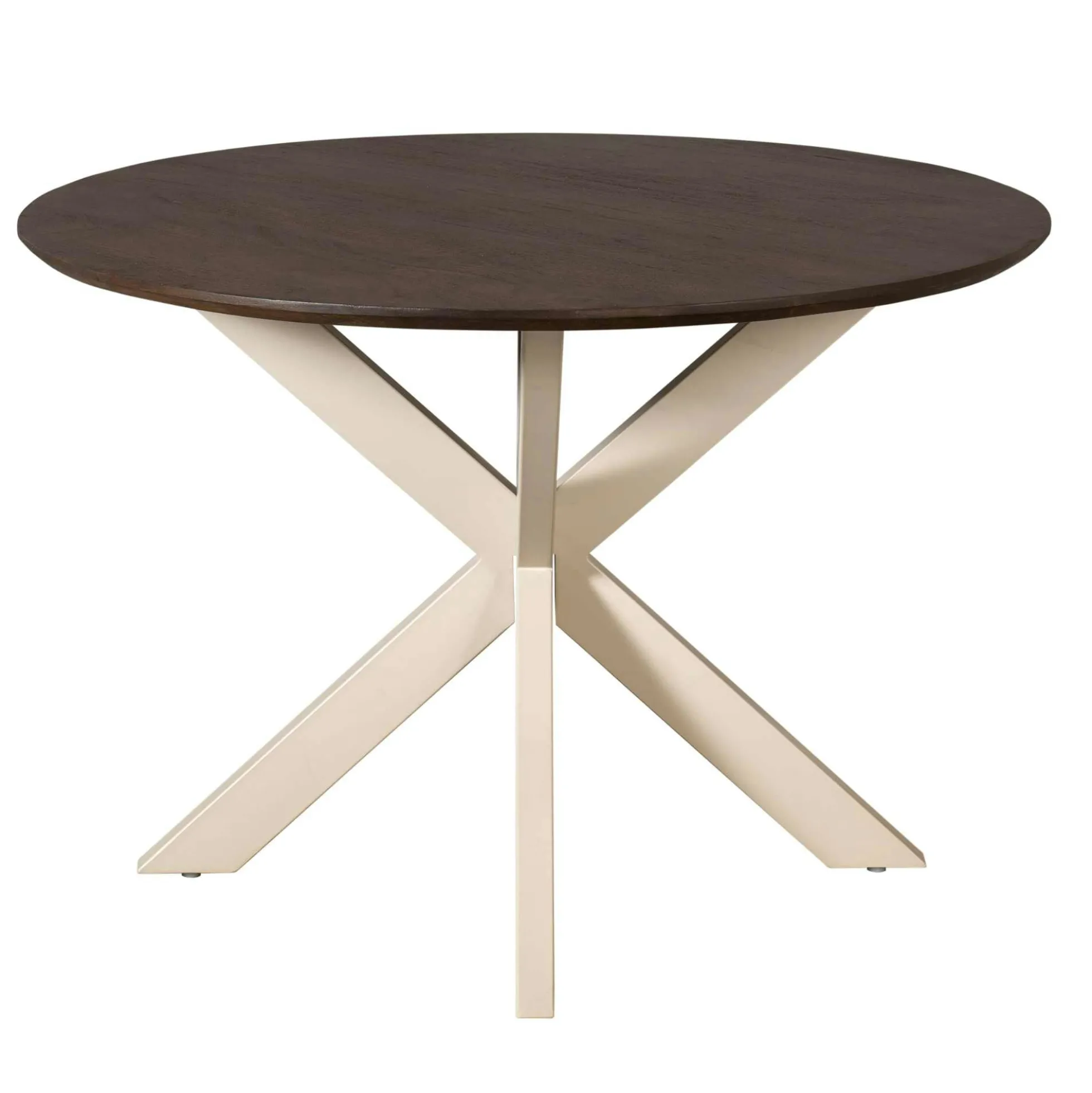 Table ronde bois brun pied blanc Ø110 cm CORTINA