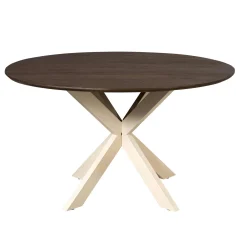 Table ronde bois brun pied blanc Ø110 cm CORTINA