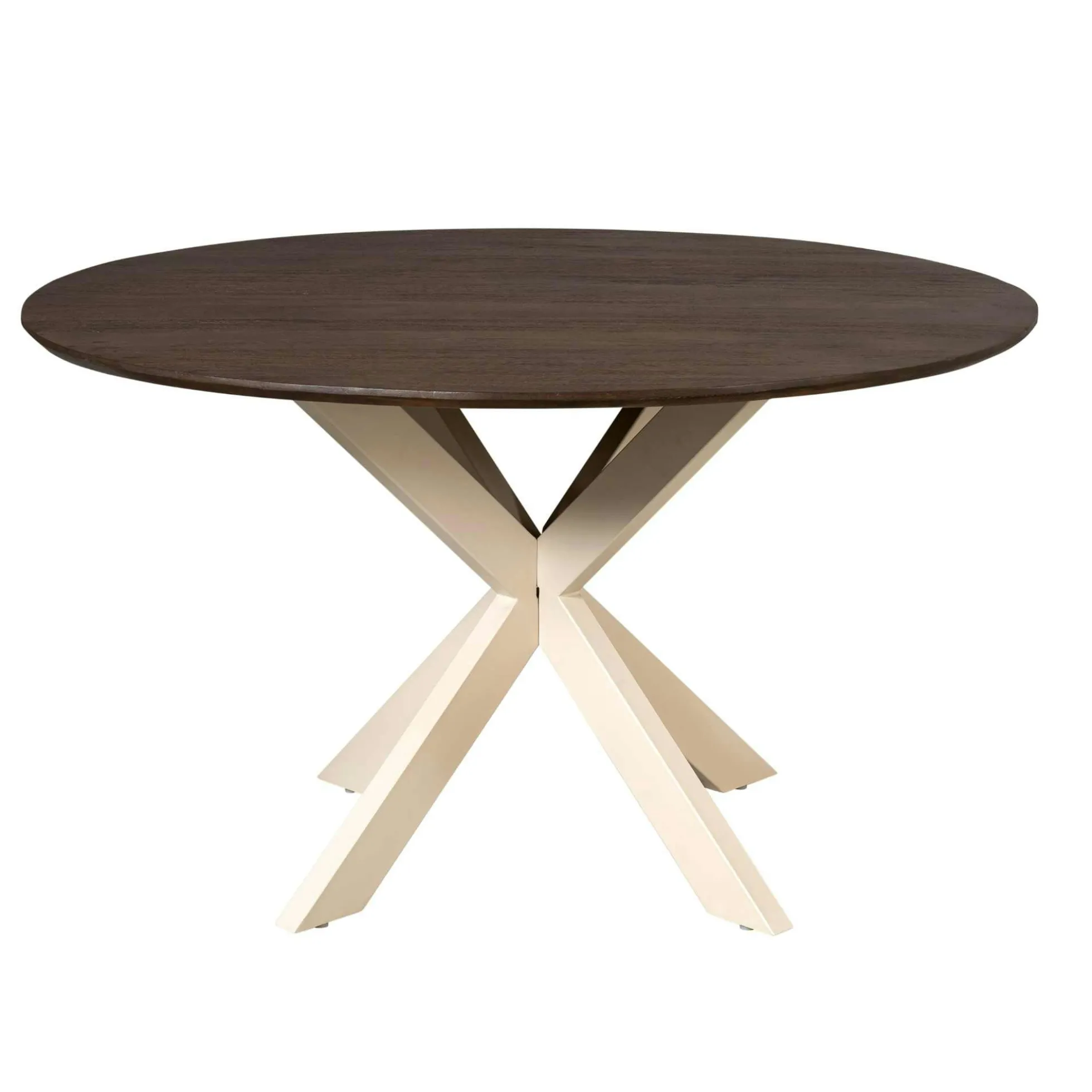 Table ronde bois brun pied blanc Ø110 cm CORTINA