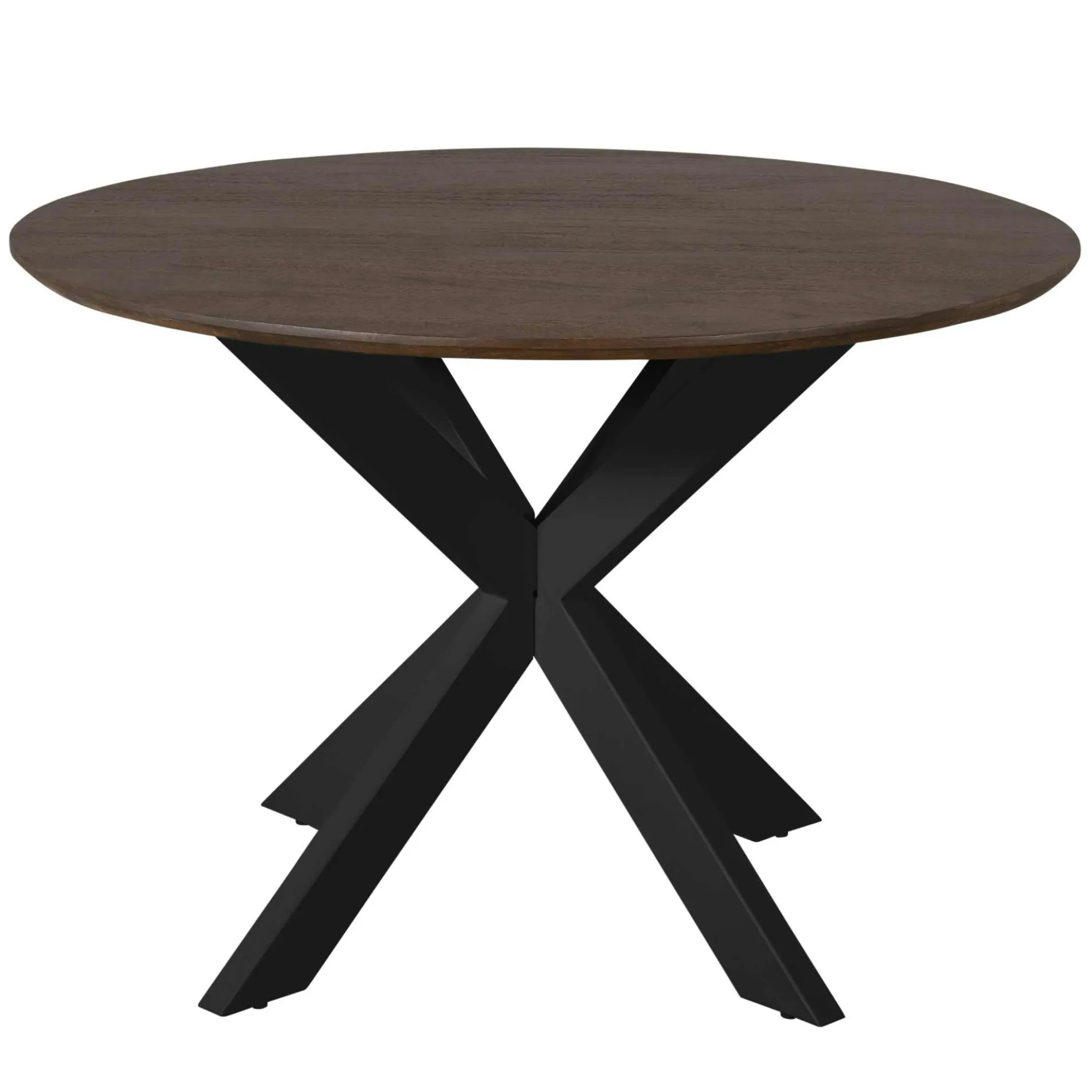 Table ronde bois brun pied noir Ø110 cm CORTINA