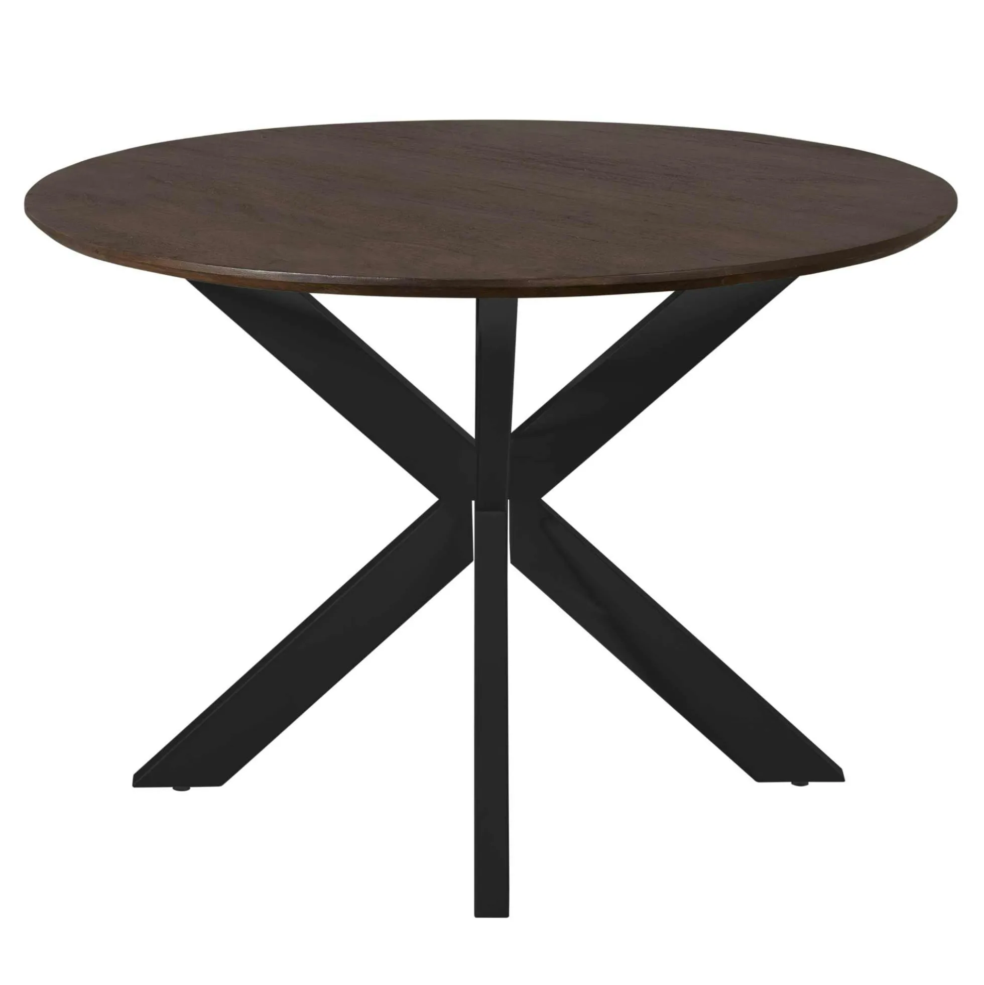 Table ronde bois brun pied noir Ø150 cm CORTINA