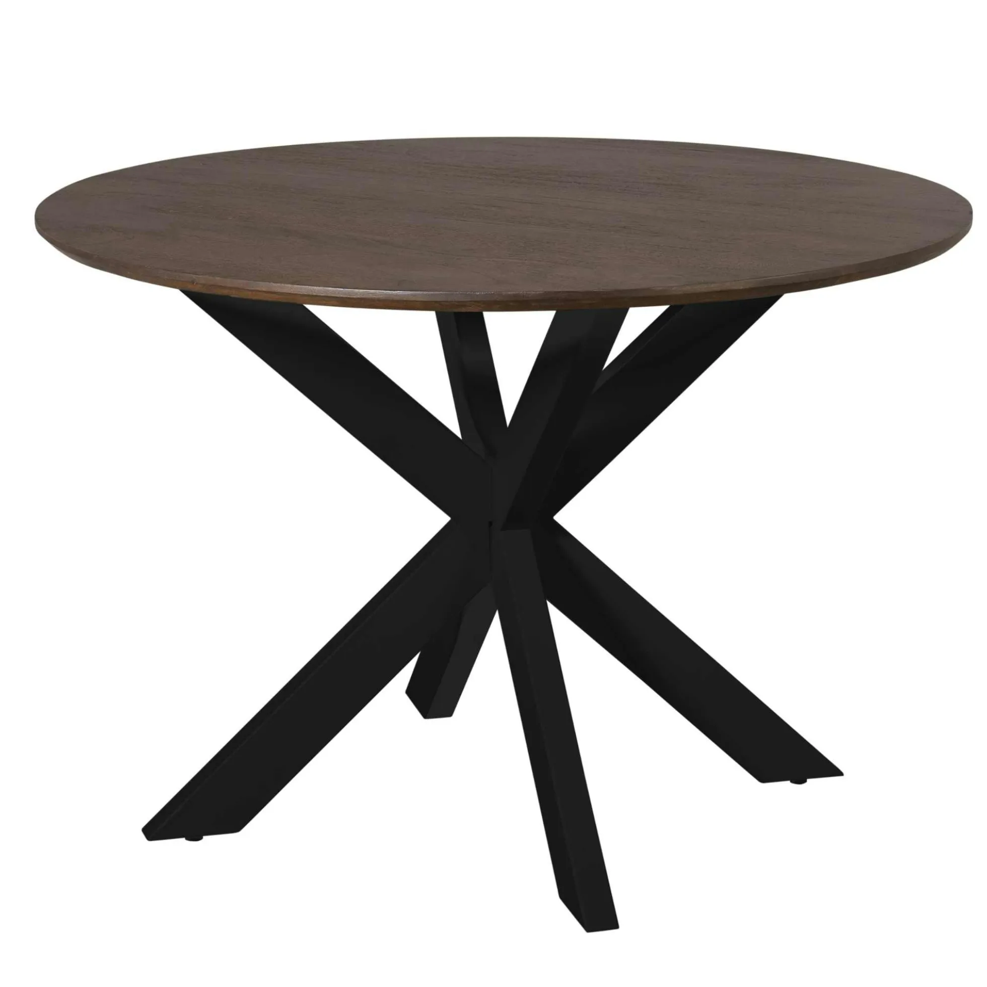 Table ronde bois brun pied noir Ø150 cm CORTINA