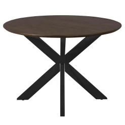Table ronde bois brun pied noir Ø130 cm CORTINA