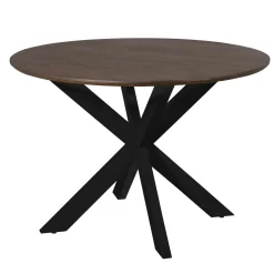 Table ronde bois brun pied noir Ø130 cm CORTINA