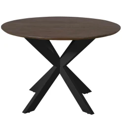 Table ronde bois brun pied noir Ø130 cm CORTINA