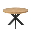 Table ronde bois clair pied croisé métal noir Ø110 cm RIVANO
