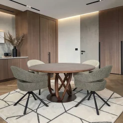 Table ronde bois de frêne à pied design torsadé Ø150 cm ALDER