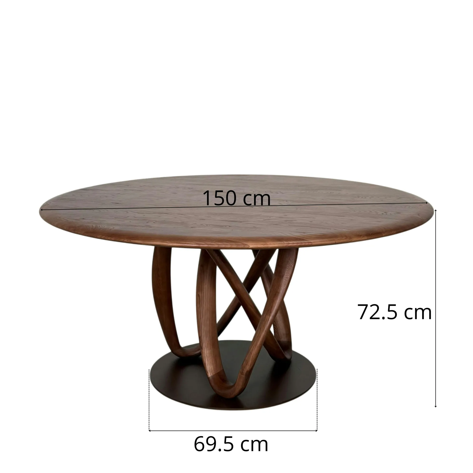 Table ronde bois de frêne à pied design torsadé Ø150 cm ALDER