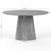Table ronde bois gris à pied rainuré Ø130 cm CALERO