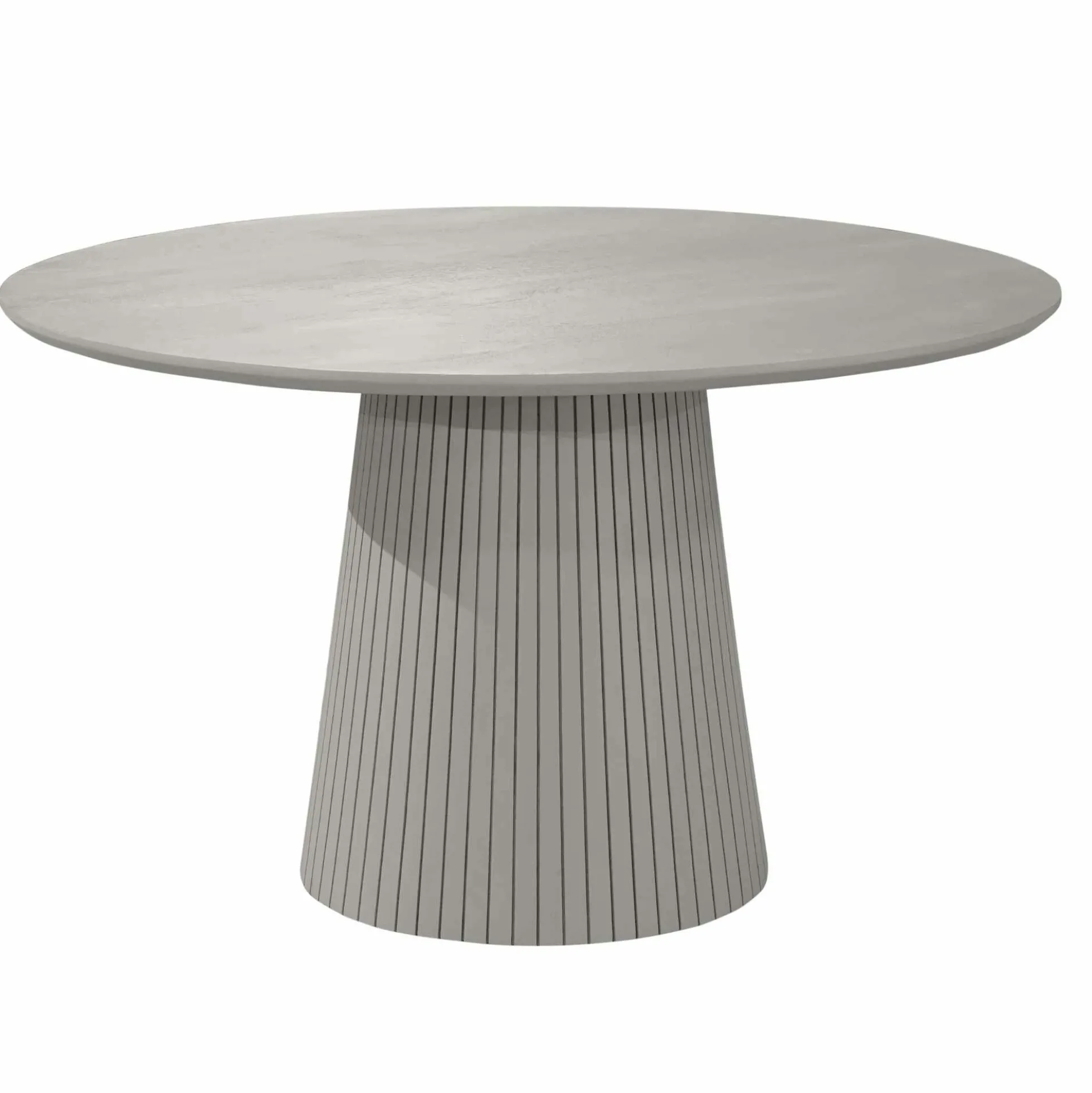 Table ronde bois gris à pied rainuré Ø130 cm CALERO