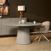 Table ronde bois gris à pied rainuré Ø150 cm CALERO