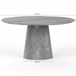 Table ronde bois gris à pied rainuré Ø150 cm CALERO