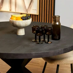Table ronde bois noir à pied central Ø120 cm RIVANO