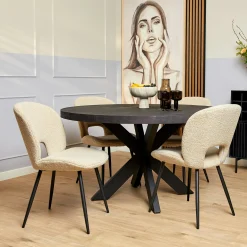 Table ronde bois noir à pied central Ø150 cm RIVANO