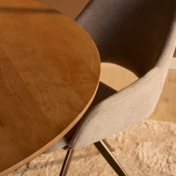 Table ronde bois à pied rainuré Ø130 cm CALERO