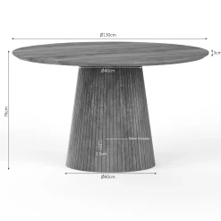 Table ronde bois à pied rainuré Ø130 cm CALERO