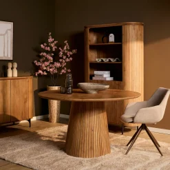 Table ronde bois à pied rainuré Ø150 cm CALERO