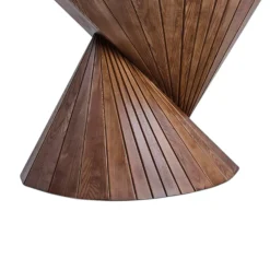 Table ronde céramique pied conique bois marron ⌀160 cm ALDER