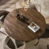 Table ronde en bois d'acacia foncé design organique Ø130 cm NAKO