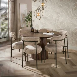 Table ronde en bois d'acacia foncé design organique Ø130 cm NAKO
