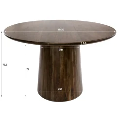 Table ronde en bois d'acacia foncé design organique Ø130 cm NAKO