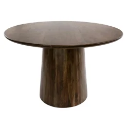 Table ronde en bois d'acacia foncé design organique Ø130 cm NAKO