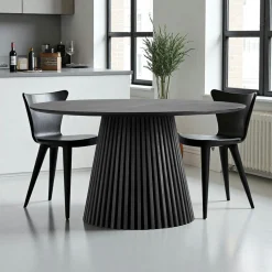 Table ronde en chêne noir avec piètement baguette ø140 cm AMSTERDAM