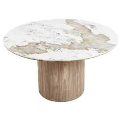Table ronde en céramique blanche marbrée ø140 cm PRATO