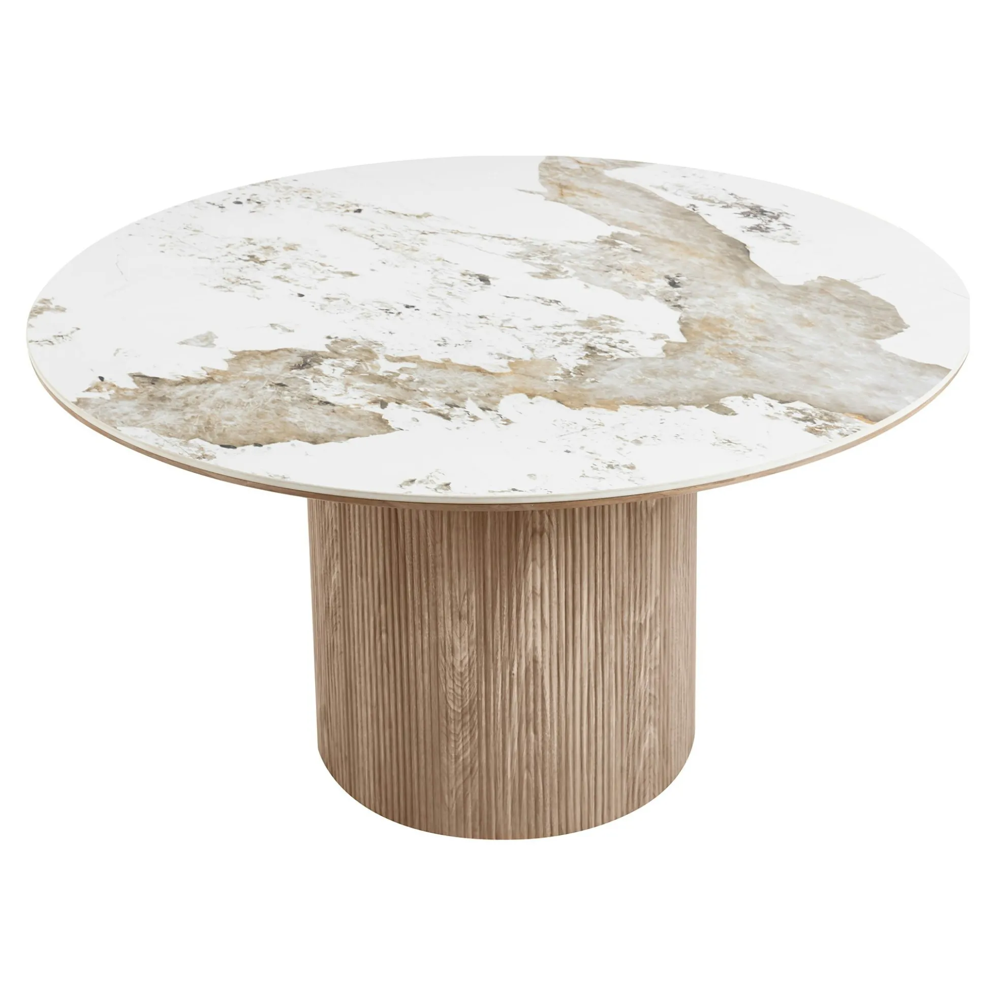 Table ronde en céramique blanche marbrée ø140 cm PRATO