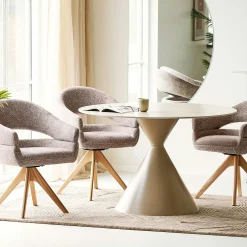 Table ronde en céramique ø120 cm, pied sablier ASDAL