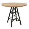 Table ronde en Hévéa recyclé naturel et pieds métal façon "Tour Eiffel" D90xH76cm LOFT