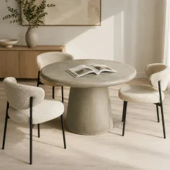 Table ronde en oxyde de magnésium ø120cm, intérieur/extérieur NERINGA
