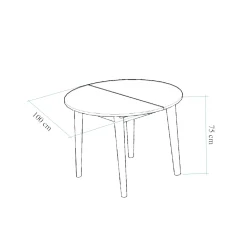 Table ronde extensible effet noyer Ø100-131 cm ORINA