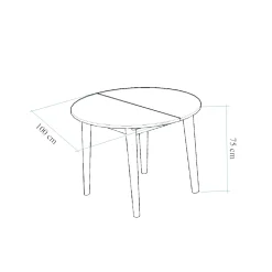 Table ronde extensible effet pin Ø100-131 cm ORINA
