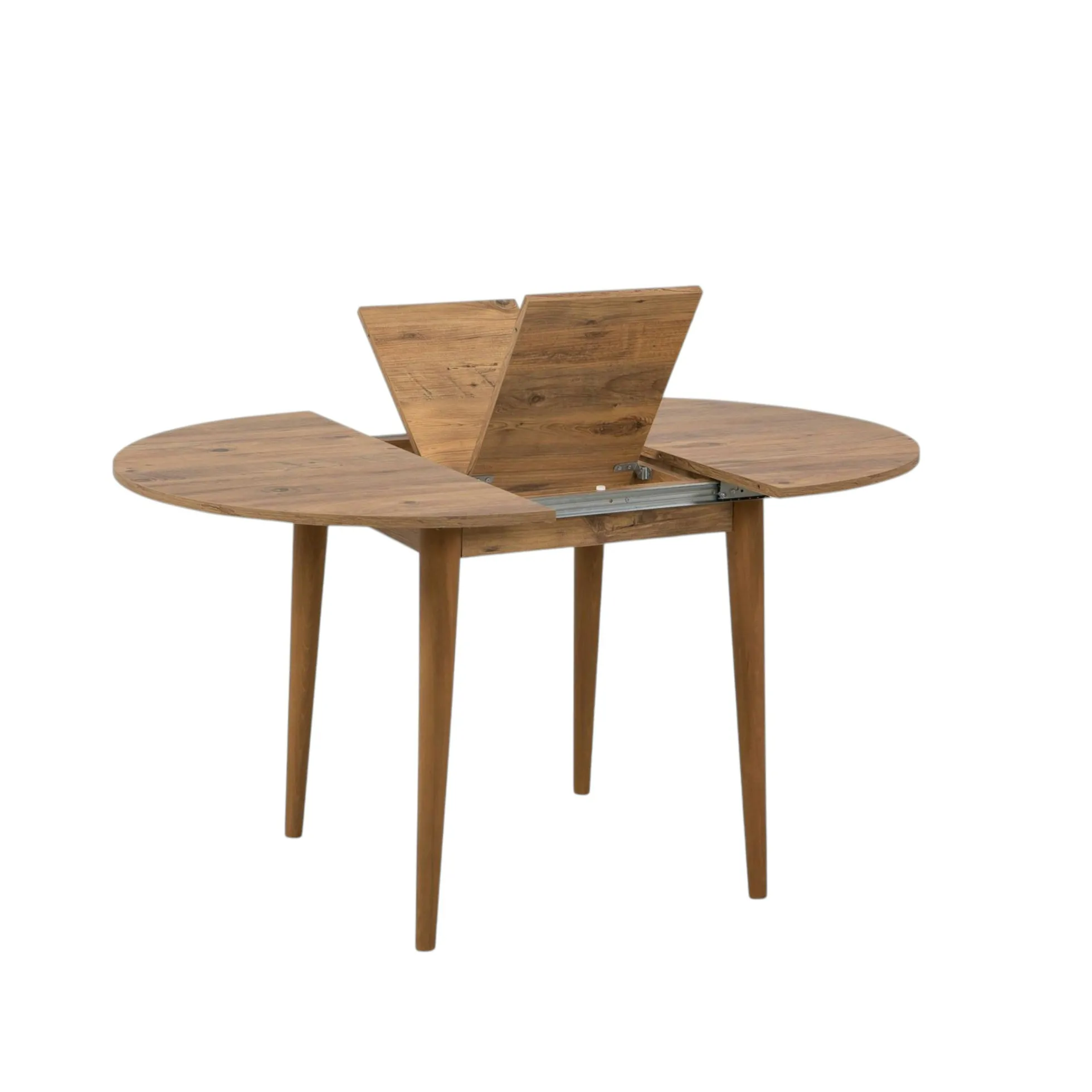 Table ronde extensible effet pin Ø100-131 cm ORINA