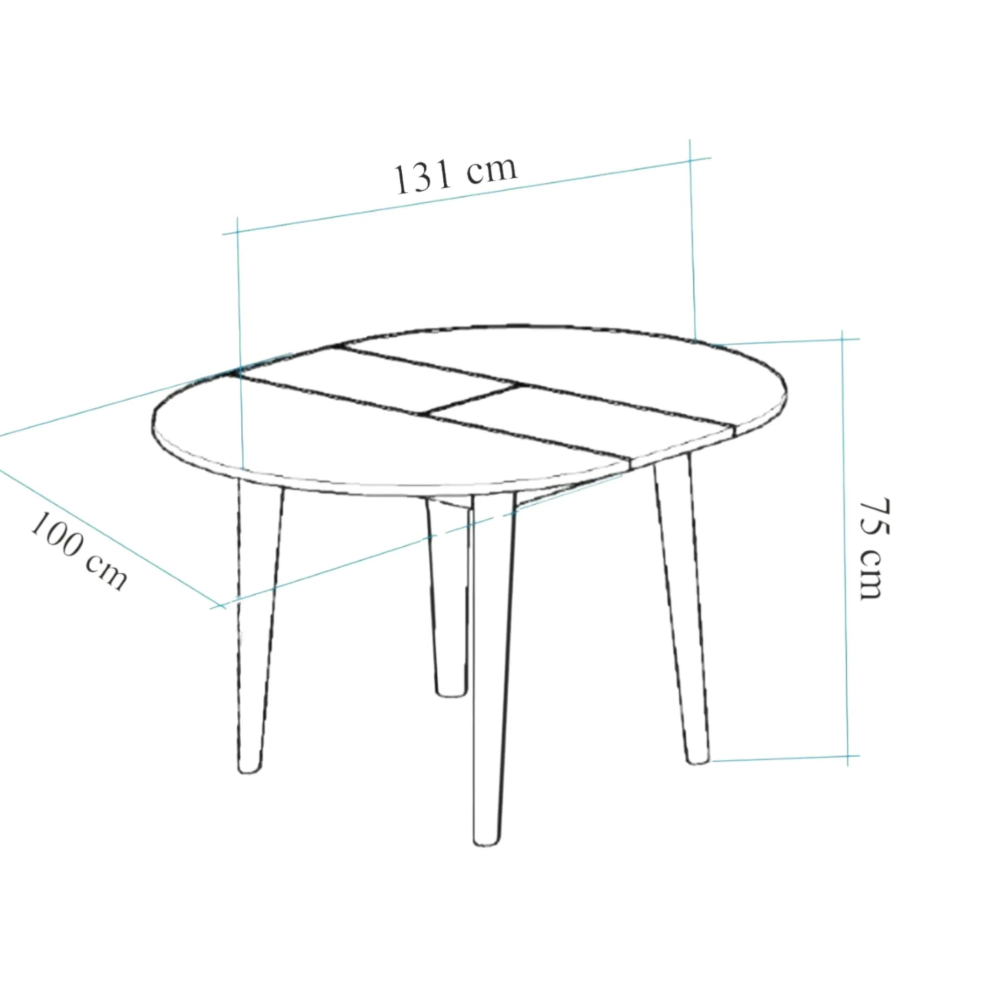 Table ronde extensible effet pin Ø100-131 cm ORINA
