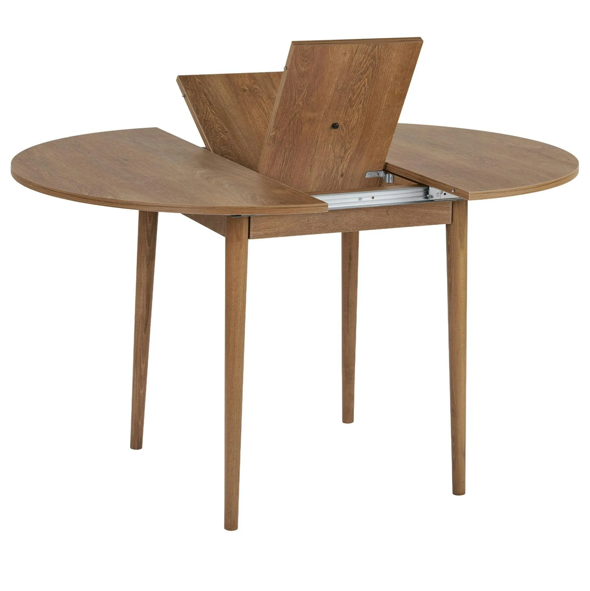 Table ronde extensible effet chêne brun 100-131 cm MARFA